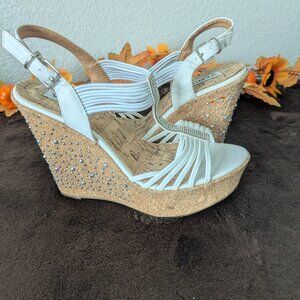 Venus Strappy Embellished Wedge Sandals Size 8 -  NWOT